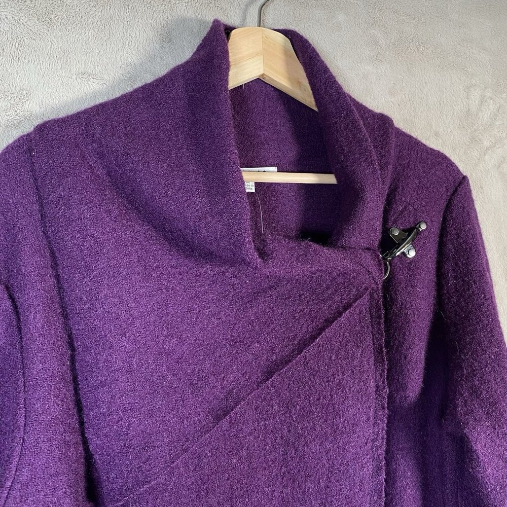 Northstyle Coat M Lightweight Boiled Wool Crossover Wrap Clasp Pockets Lagenlook - Picture 4 of 15